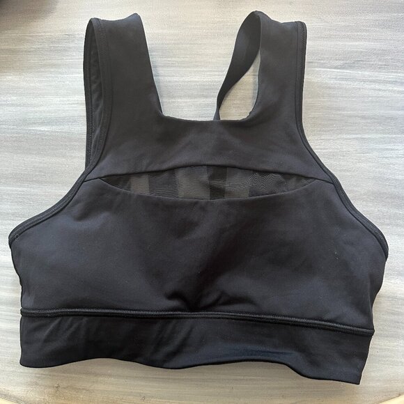 lululemon athletica Other - Lululemon Womens Long Line Sports Bra Size 2 Black Mesh Racer Back Pullover
